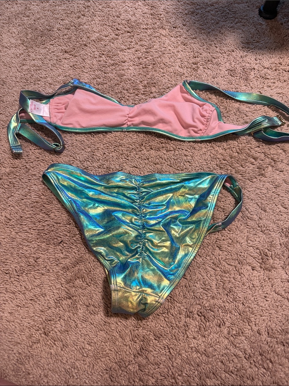 🥳 5 for $25 BUNDLE Xhilaration Iridescent Teal-Gold Metallic Bikini - Picture 2 of 2